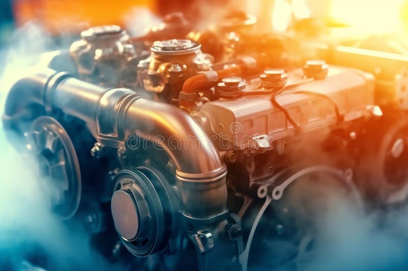 Critical Condition CloseUp of Overheating Car Engine (AI Generated