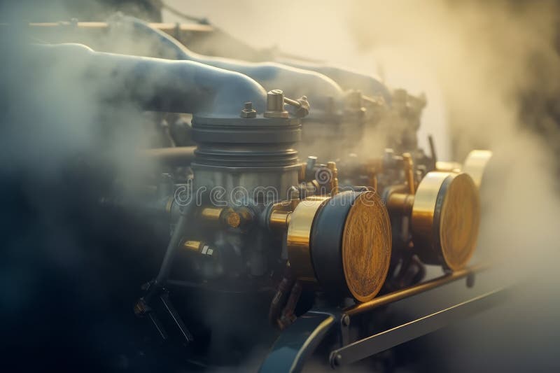 Critical Condition CloseUp of Overheating Car Engine (AI Generated