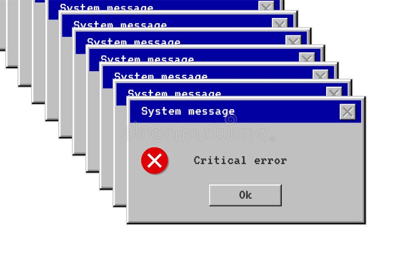 Critical Error. System Message Window Old Style. Virus Popup Icon ...