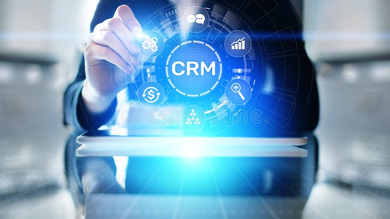 CRM - Customer relationship management automation system software. Business and technology concept. stock image