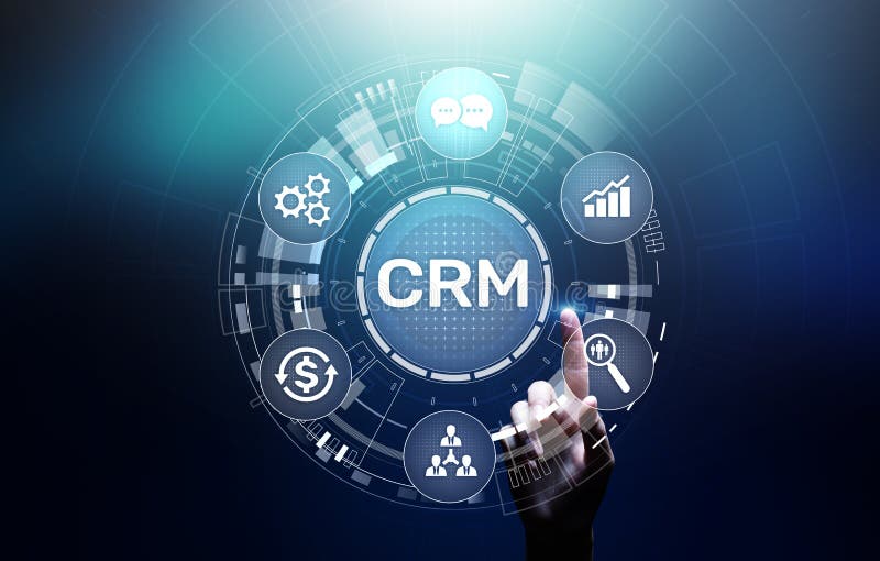 CRM - Customer relationship management automation system software. Business and technology concept stock image