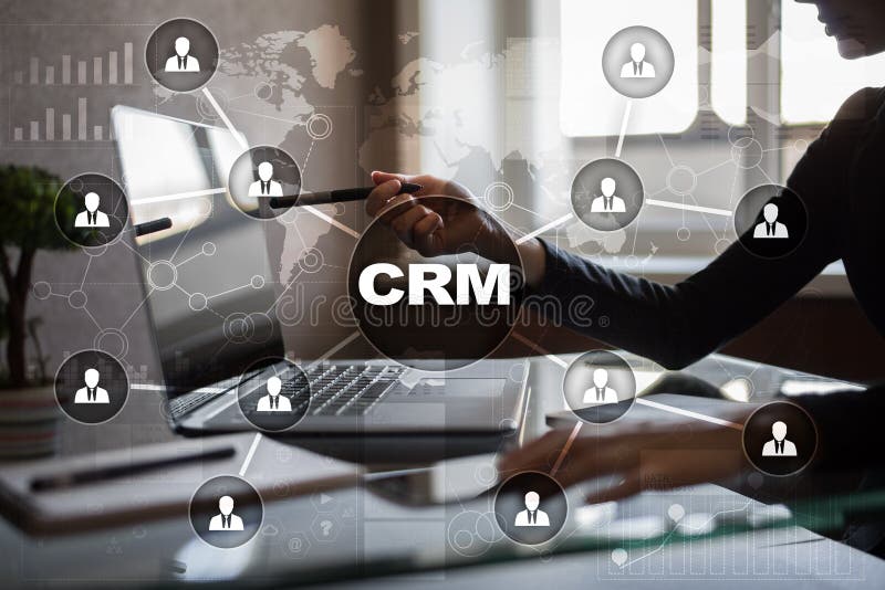 CRM. Customer relationship management concept. Customer service and relationship stock photography