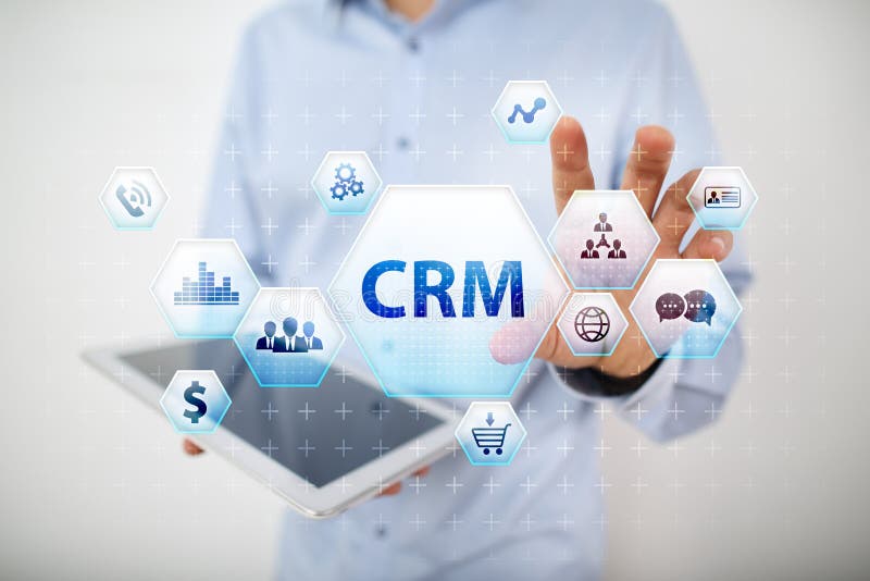 CRM. Customer relationship management concept on virtual screen. royalty free stock photography