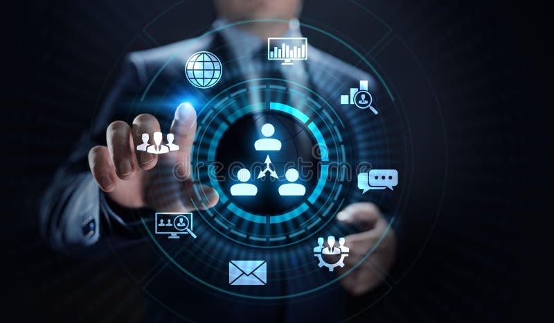 CRM - Customer Relationship Management. Enterprise Communication and planning software concept. royalty free stock image