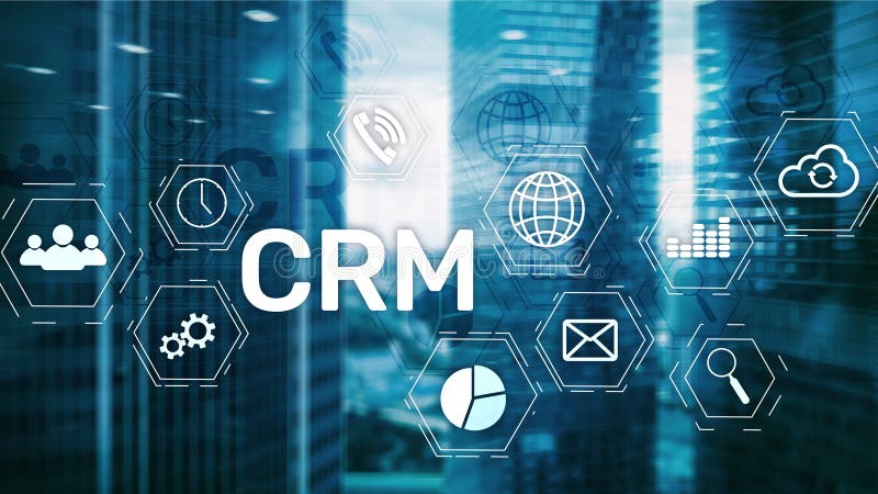 CRM, Customer relationship management system concept on abstract blurred background. stock image