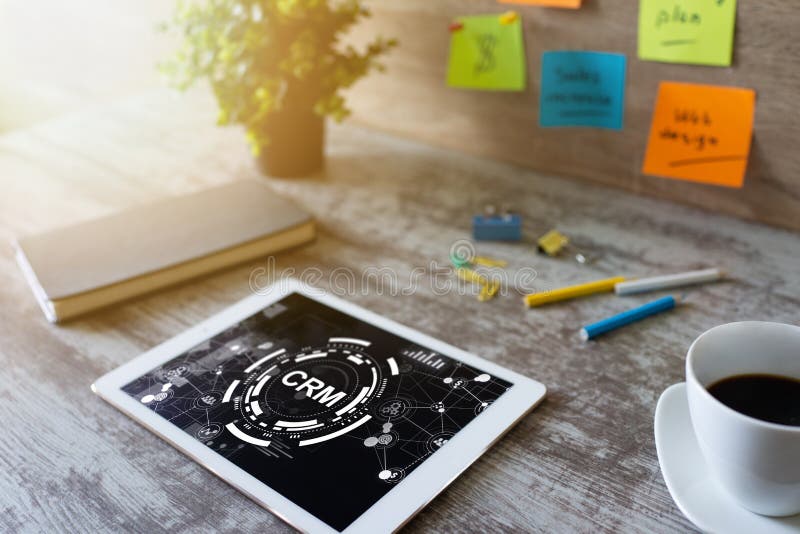 CRM - customer relationship management system concept on screen. royalty free stock photo