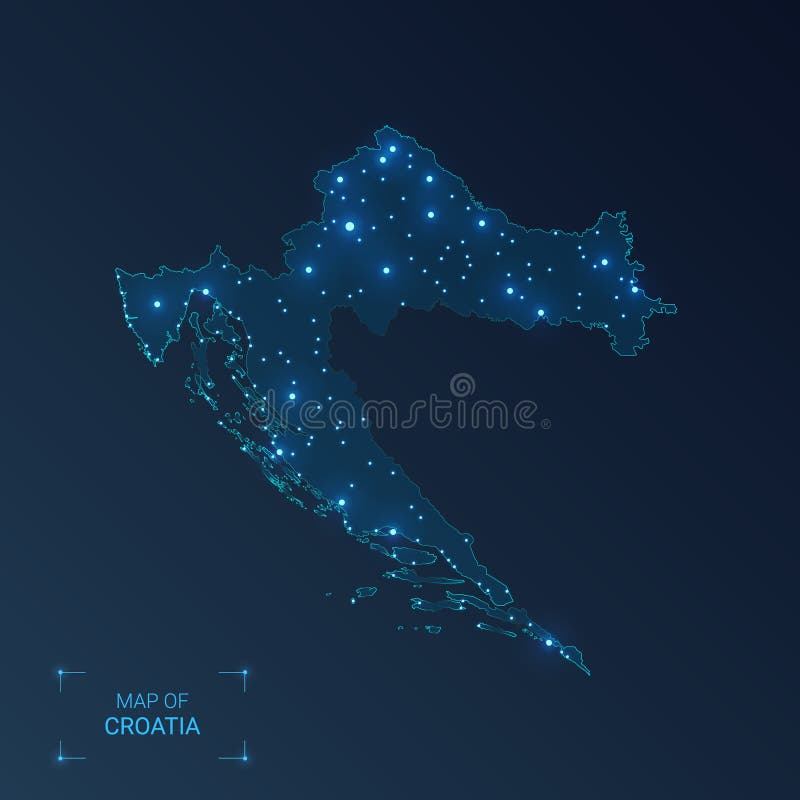 Croatia map with cities. stock vector. Illustration of geography