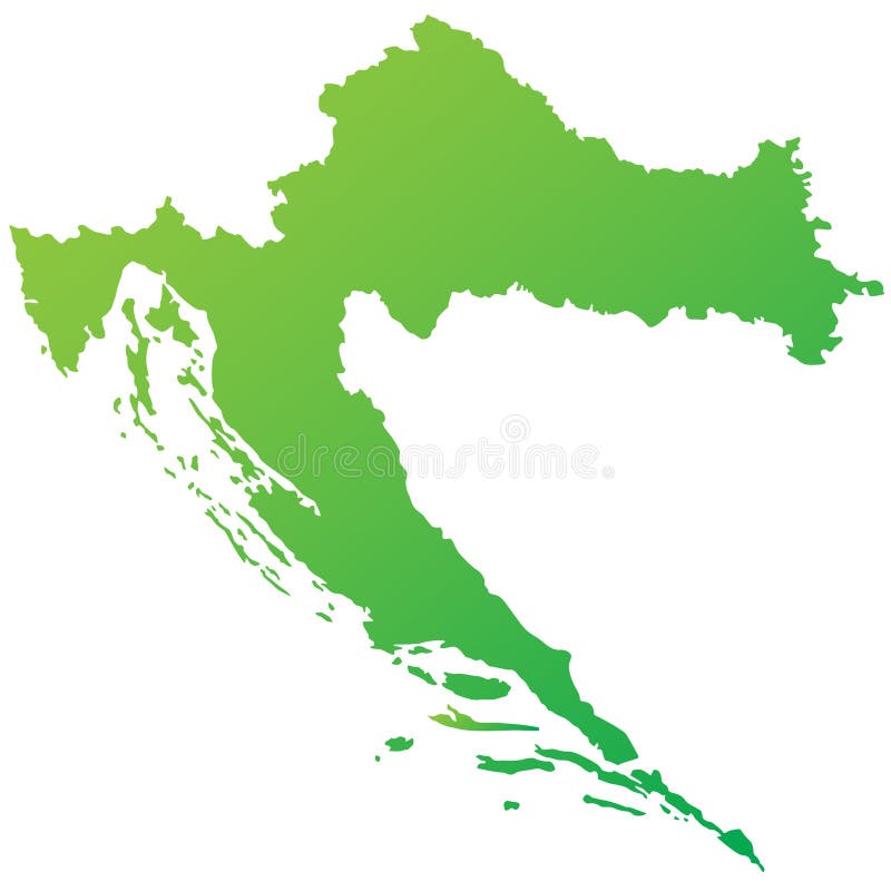 Croatia map highly detailed green vector stock illustration