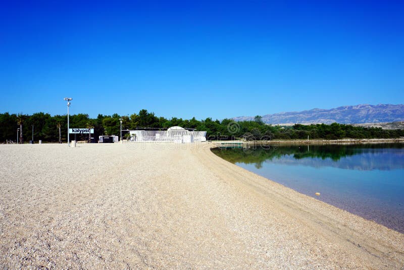 Zrce beach and Kalypso bar out of touristic season on the sunny autumn day