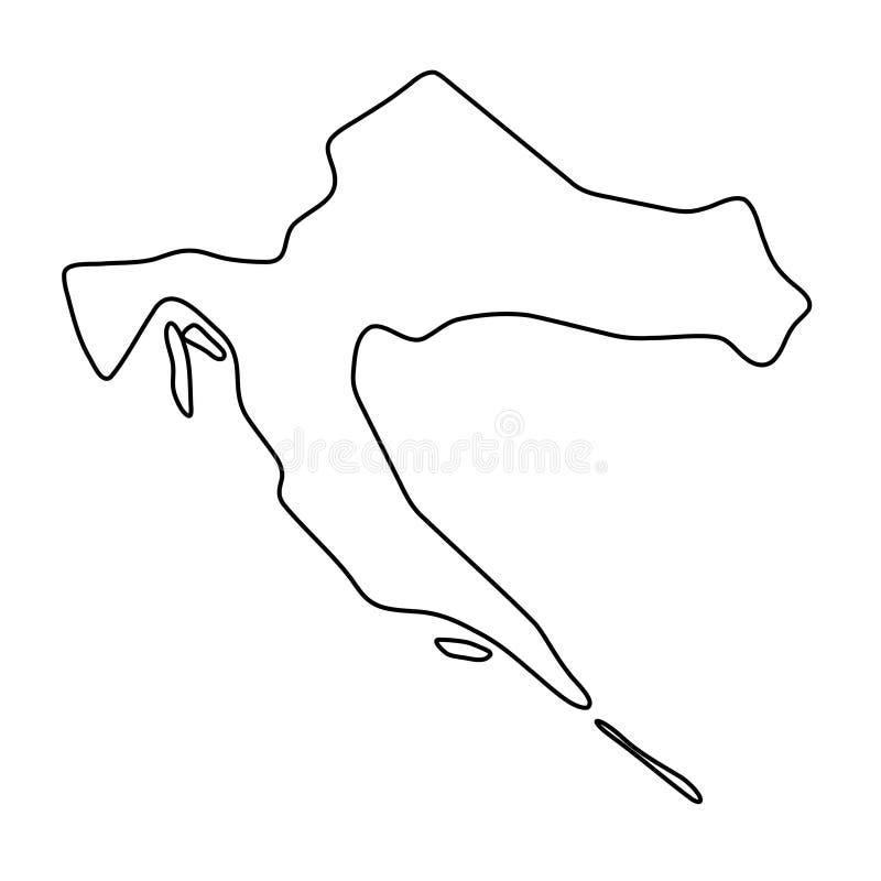 Croatia Simplified Vector Outline Map Stock Vector - Illustration of
