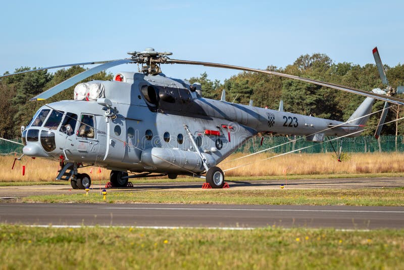 Croatian Air Force Mi-171Sh transport helicopter on the tarmac of Kleine-Brogel Airbase. Belgium - September 14, 2019