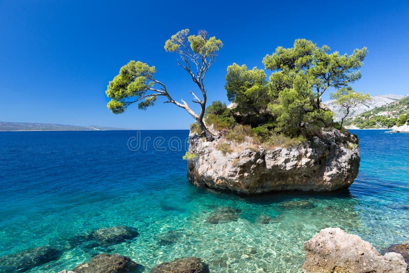 Croatian beach at a sunny day, Brela, Croatia