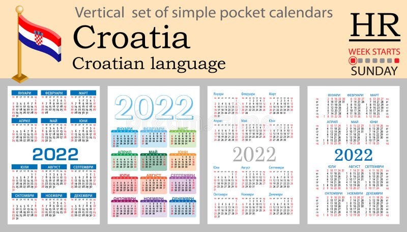 Croatian Vertical Pocket Calendar For 2021 Stock Vector Illustration Of Monthly Monday 177803381