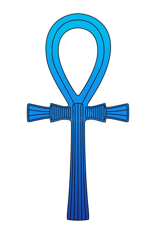 La Croce Dell'antico Egitto Simbolo Di Vita Croce Del Segno Di Ankh Blu Con Il Simbolo Di Geroglifico Egiziano Dell