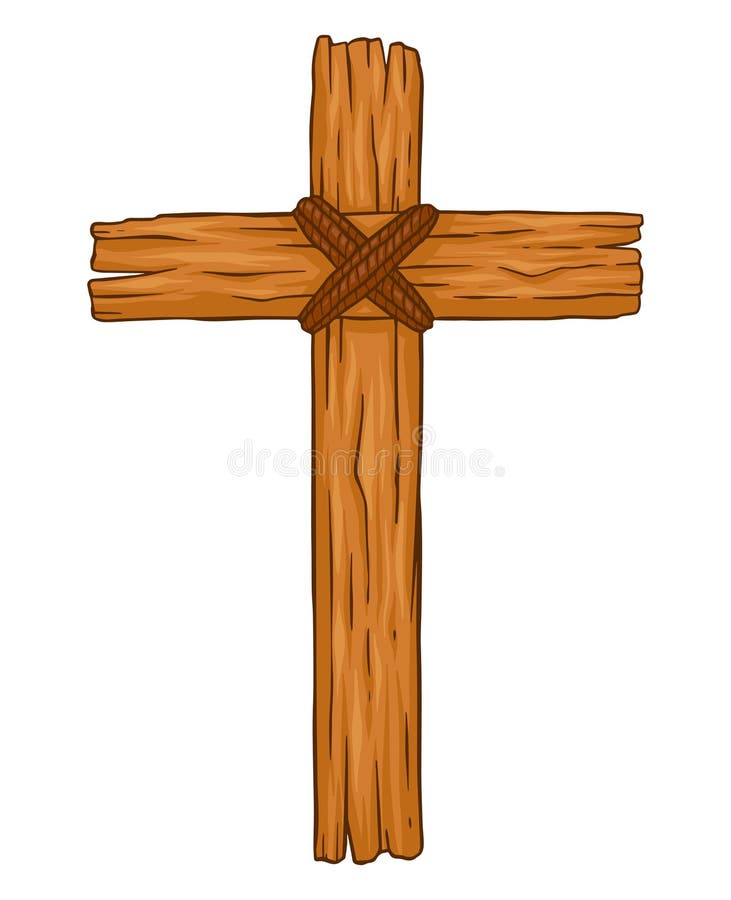 Croce rustica di legno cristiana illustrazione di stock