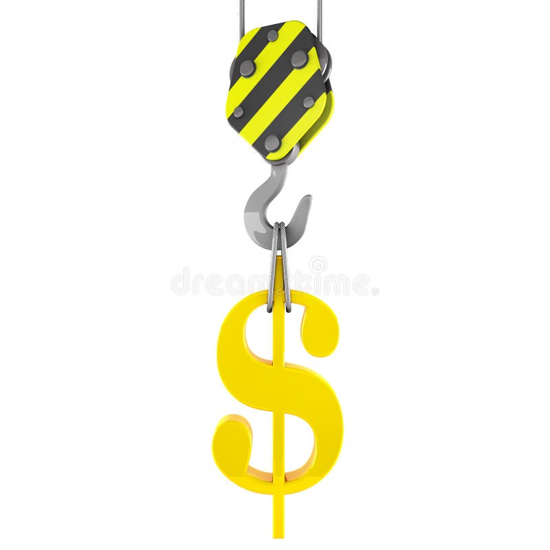 crochet de grue de construction 3d soulevant le symbole d'or du dollar illustration libre de droits crochet de grue de construction 3d soulevant le symbole d'or du dollar illustration libre de droits
