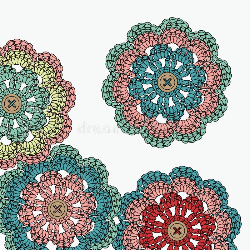 Crochet flowers. Mandala. stock illustration. Illustration of cashmere
