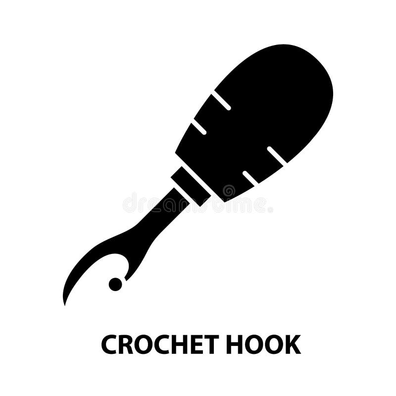 Crochet Hook Icon, Black Vector Sign with Editable Strokes, Concept Illustration Stock