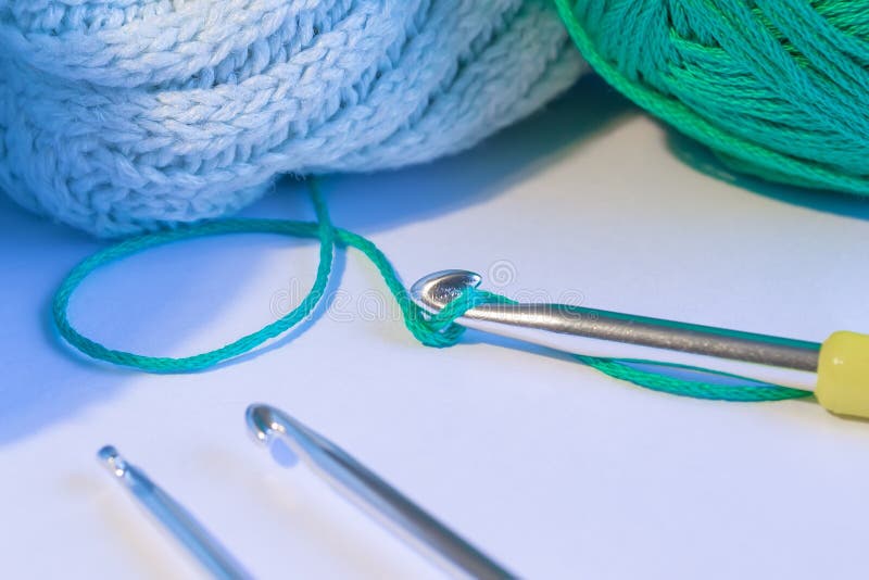 Crochet Hook Thread and Material Stock Image Image of textile