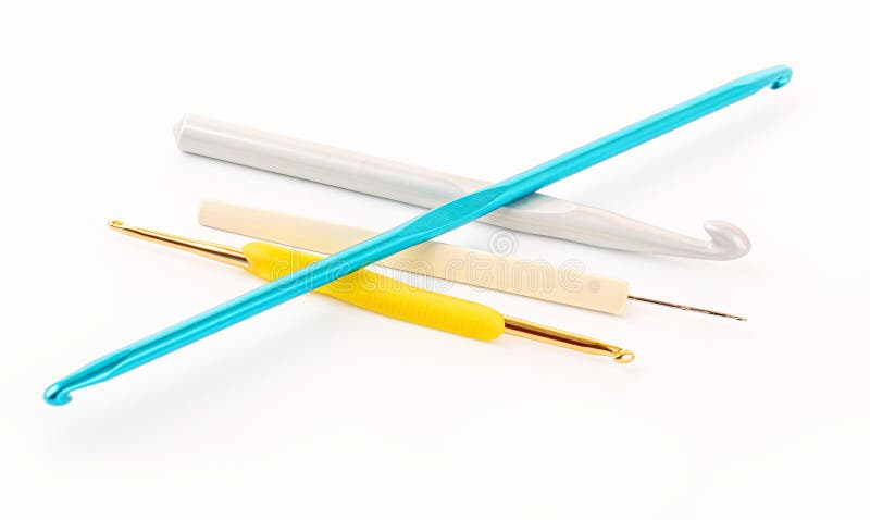 Two Crochet Hooks. a Small One and a Big One. Needles Over Black  Background. Stock Image - Image of small, needle: 125584553