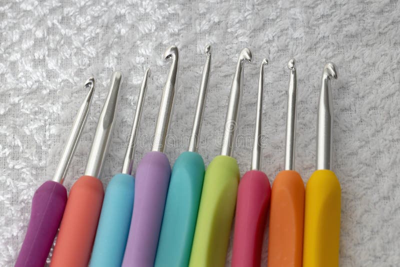 Crochet needles stock image. Image of needle, gold, hobbies 195368901
