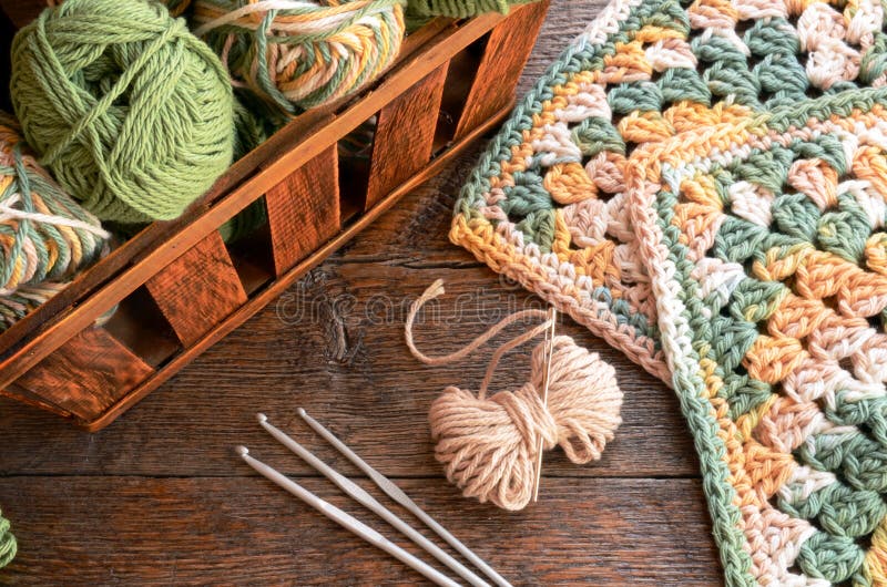 Crochet Yarn and Crochet Hook Background Stock Photo Image of pattern
