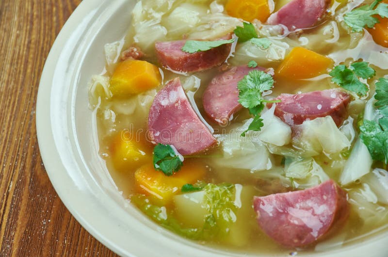 Crock Pot Andouille Sausage Cabbage Soup Stock Image - Image of czech ...
