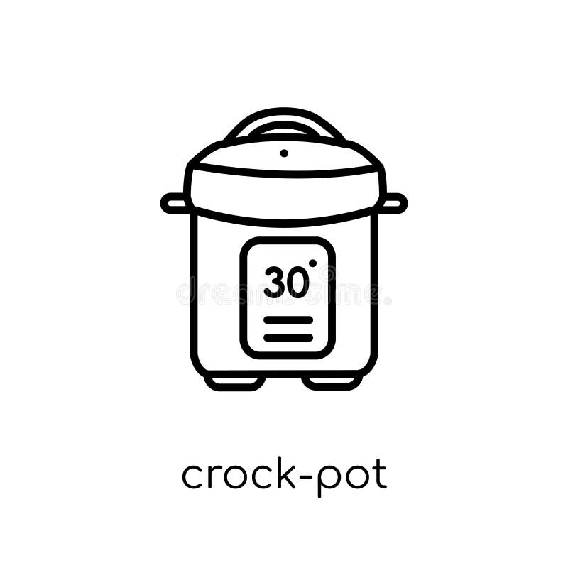 Crockpot Vector Icon on White Background. Flat Vector Crockpot Icon