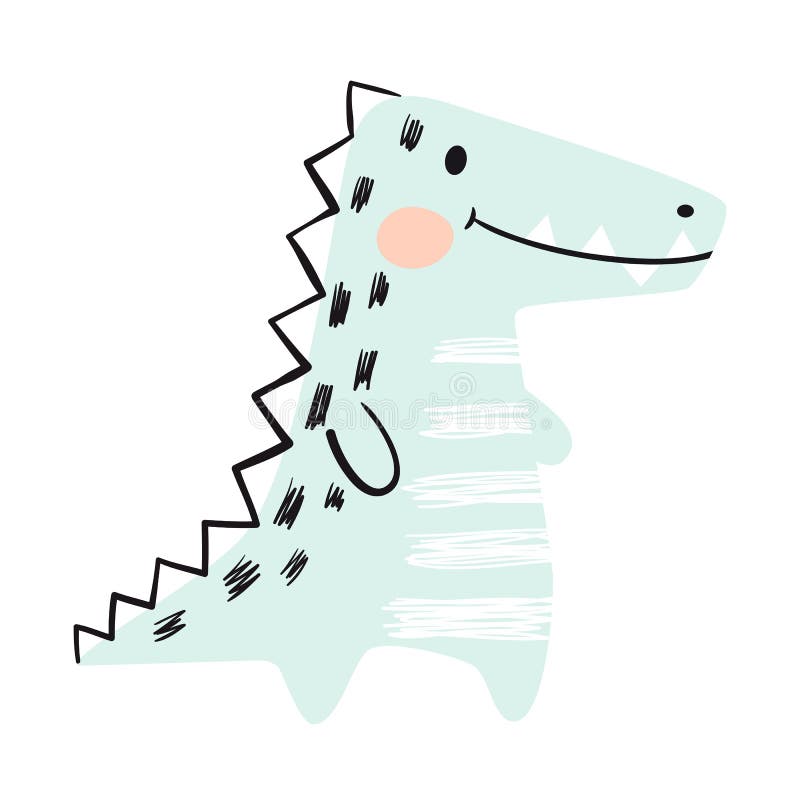 Crocodile baby cute print set. Dinosaur. Cool african animal royalty free illustration Crocodile baby cute print set. Dinosaur. Cool african animal royalty free illustration