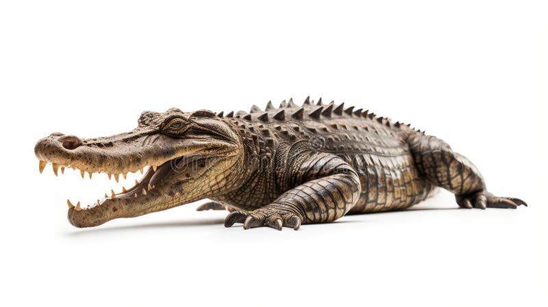 Crocodile isolated white background. Generative AI. stock illustration