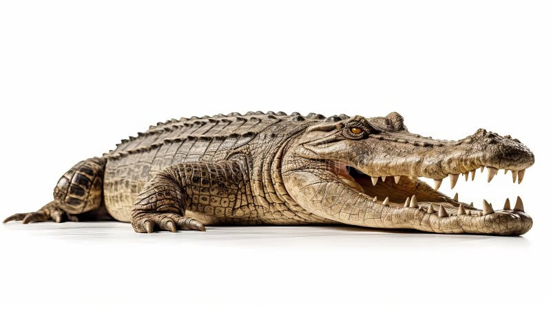 Crocodile isolated white background. Generative AI. stock illustration
