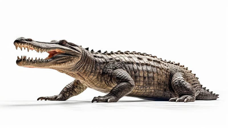 Crocodile isolated white background. Generative AI. stock illustration