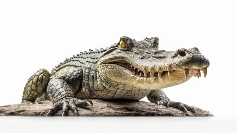 Crocodile isolated white background. Generative AI. stock illustration