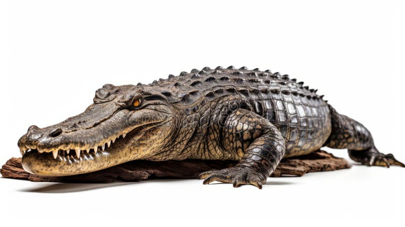 Crocodile isolated white background. Generative AI. stock illustration