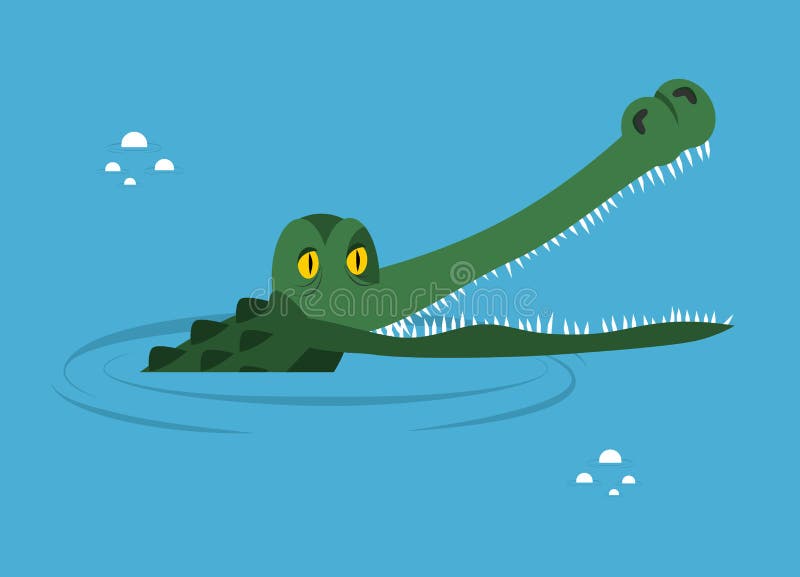 Crocodile in water. large alligator in swamp.