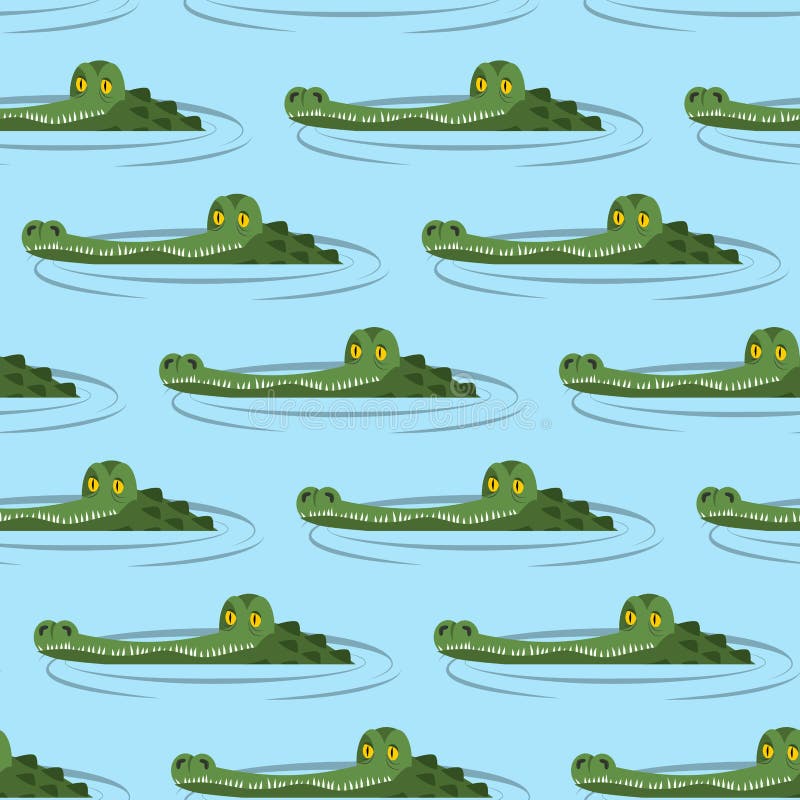 Crocodile in water seamless pattern.