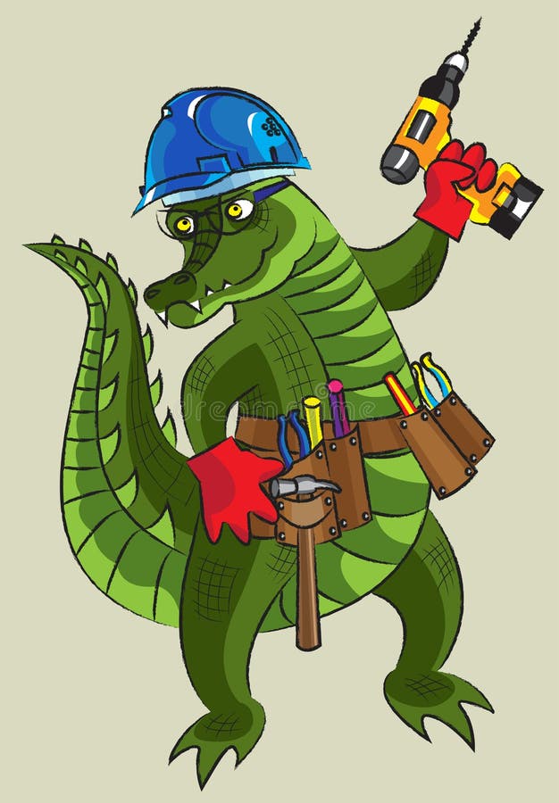 Crocodilo feliz - construtor ilustração stock Crocodilo feliz - construtor ilustração stock