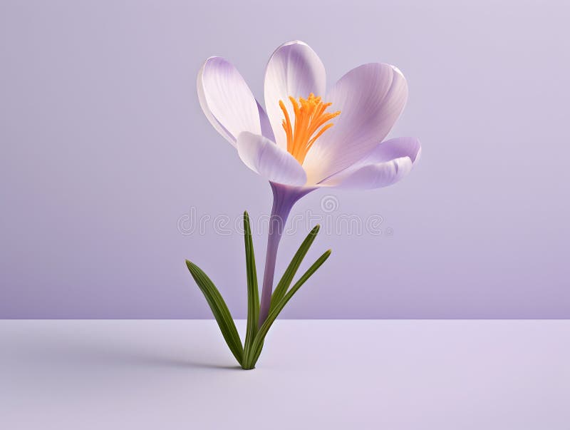 Crocus Flower in Studio Background, Single Crocus Flower, Beautiful