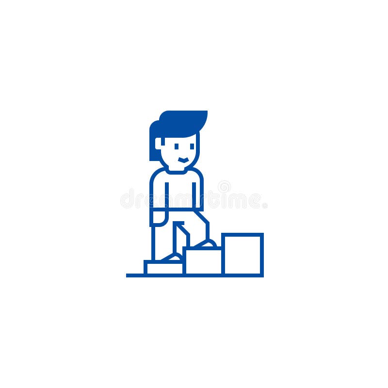 Croissance personnelle, escaliers d'homme vers le haut de ligne concept d'icône Croissance personnelle, escaliers d'homme vers le illustration de vecteur Croissance personnelle, escaliers d'homme vers le haut de ligne concept d'icône Croissance personnelle, escaliers d'homme vers le illustration de vecteur