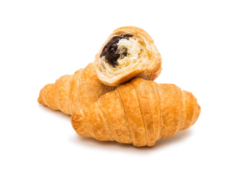 Croissant with Chocolate Filling Stock Image Image of isolated