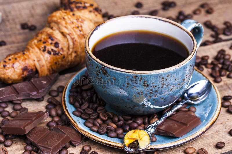 Croissant and a cup of delicious coffee