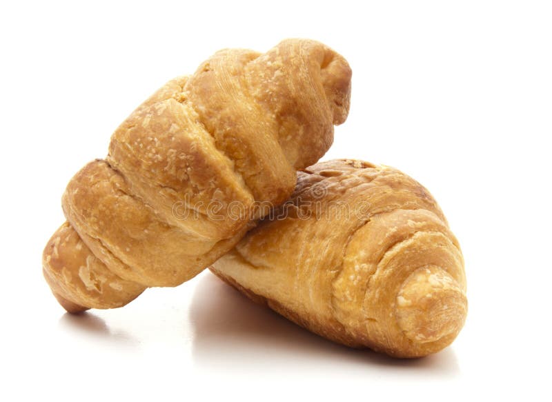 Two Breakfast Croissants on White. Two Breakfast Croissants on White