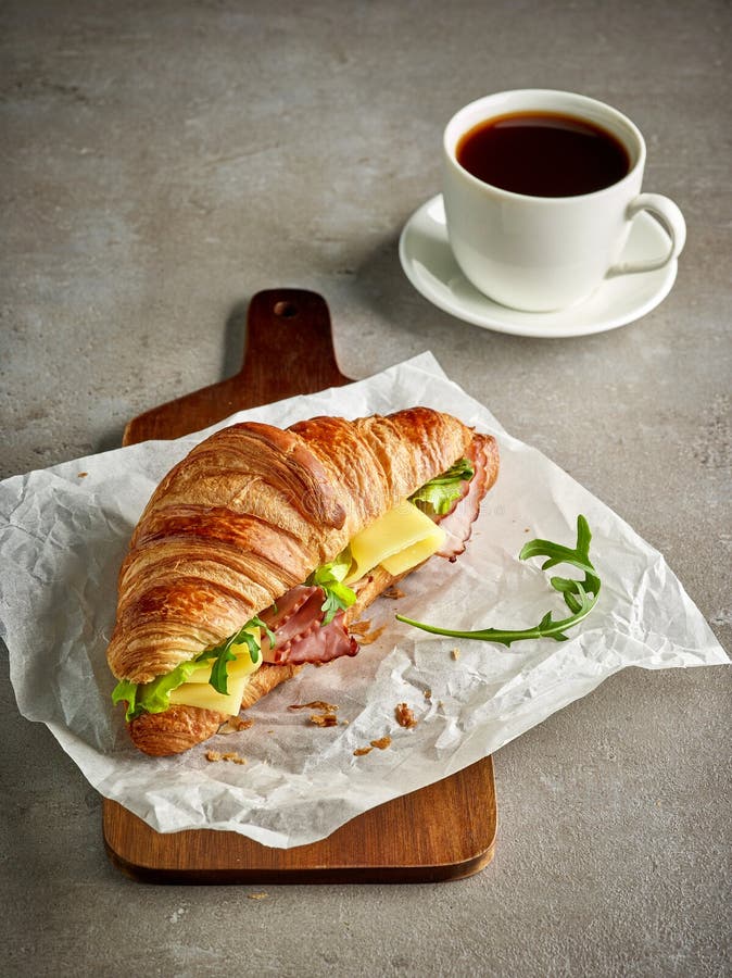 Croissant with Ham and Cheese Stock Photo Image of cold, bakery