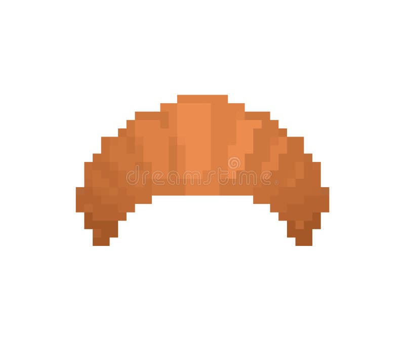 Croissant Pixel Art. 8 Bit Bagel Pixelated Vector Illustration Stock