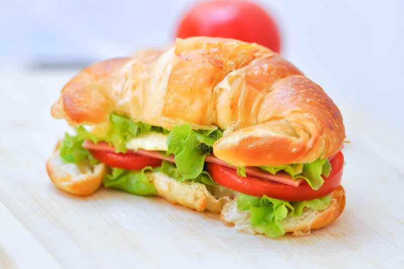 Croissant sandwich or cheese sandwich royalty free stock image
