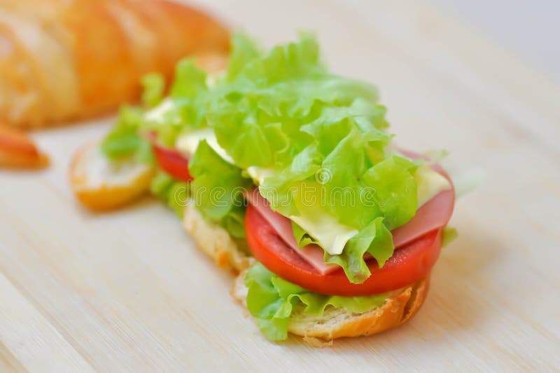 Croissant sandwich or ham royalty free stock image