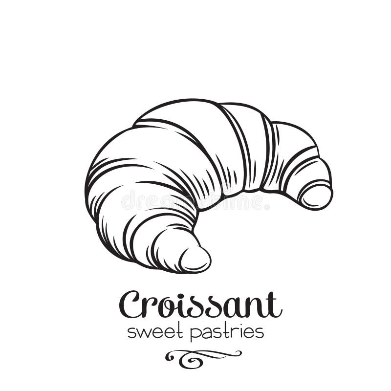 Croissant tirado mão ilustração do vetor Croissant tirado mão ilustração do vetor