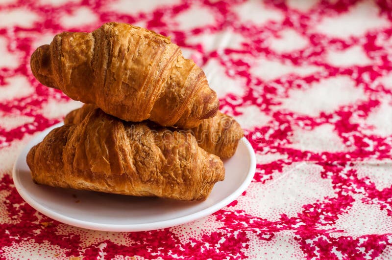 Croissants, Big, Delicious Croissants on a Table. Fresh Bakery Stock ...