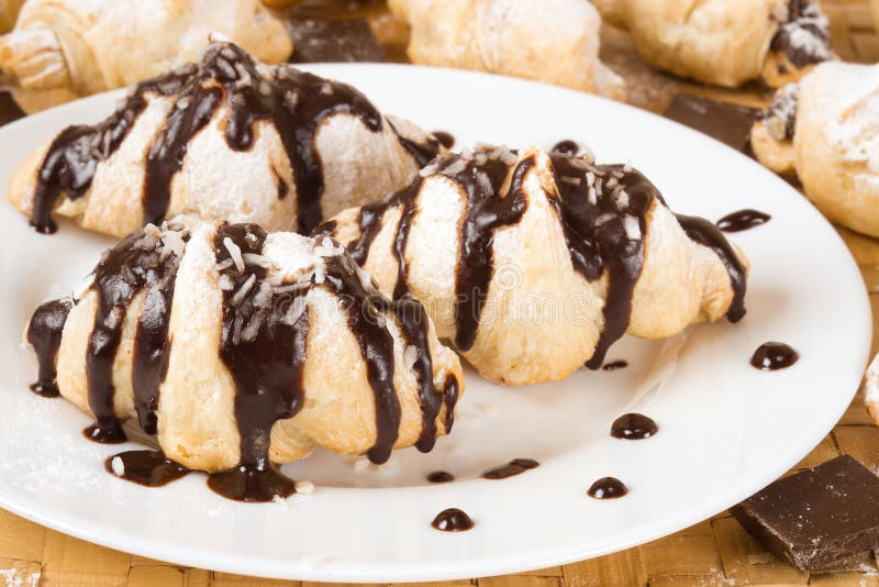 Chocolate croissants stock image. Image of plate, chocolate 29998325