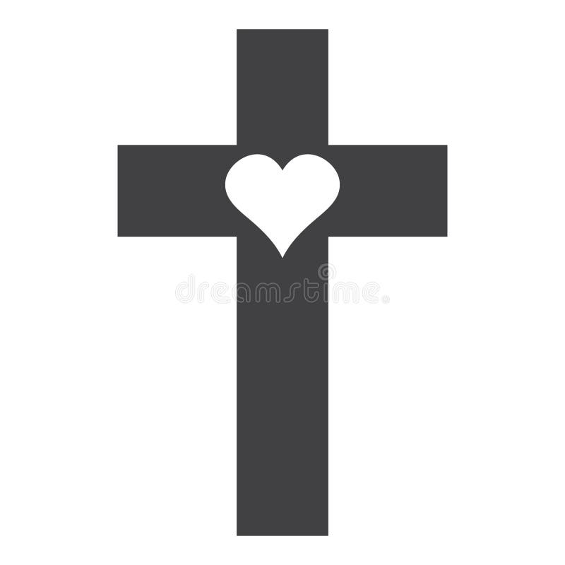 Croix chrétienne de religion avec l'icône de coeur